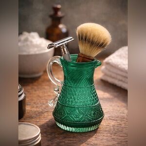 Victorian Emerald Pressed Glass Mini Pitcher Bud Vase Antique EAPG Green Creamer